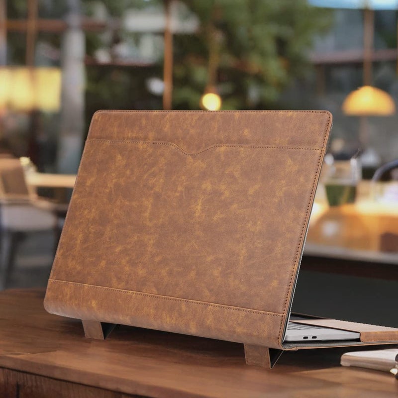 TT TYTX TYTX Laptop Case for MacBook Pro 16 Inch Leather Case 2024 2023 2022 2021 M3 A2991 M2 A2780 M1 A2485 Protective Folio Book Cover with Vents and Stand Function  Brown - Image 5
